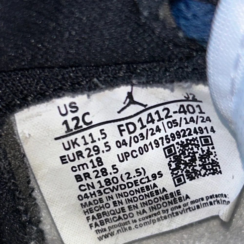 Nike Air Jordan 1 Retro High Kid Size 12C Blue White Athletic Shoes Sneakers - Picture 9 of 15